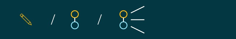 Image with a pen, then a pair of circles, then a pair that is broadcasting