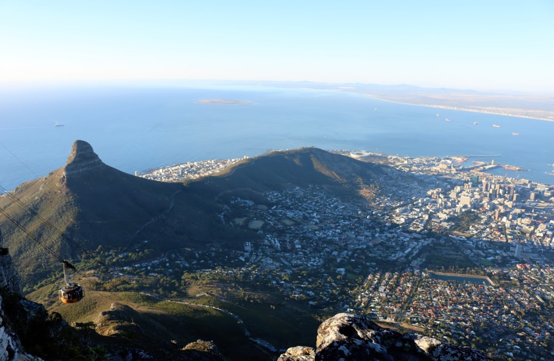 view from mountain top over seeing Cape Town South Africa