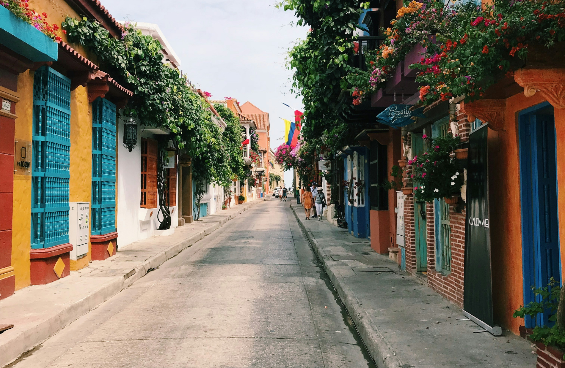 a street with colorful houses in Barranquilla, Colombia