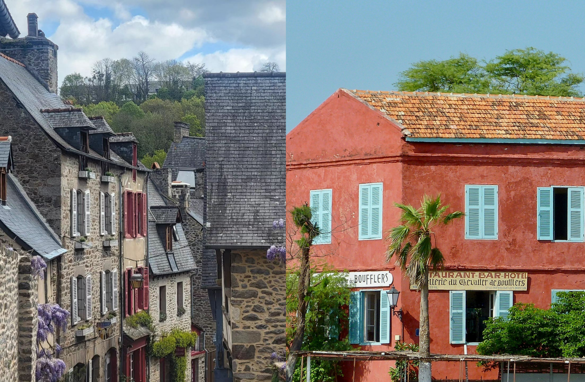 collage of buildings in Senegal and France