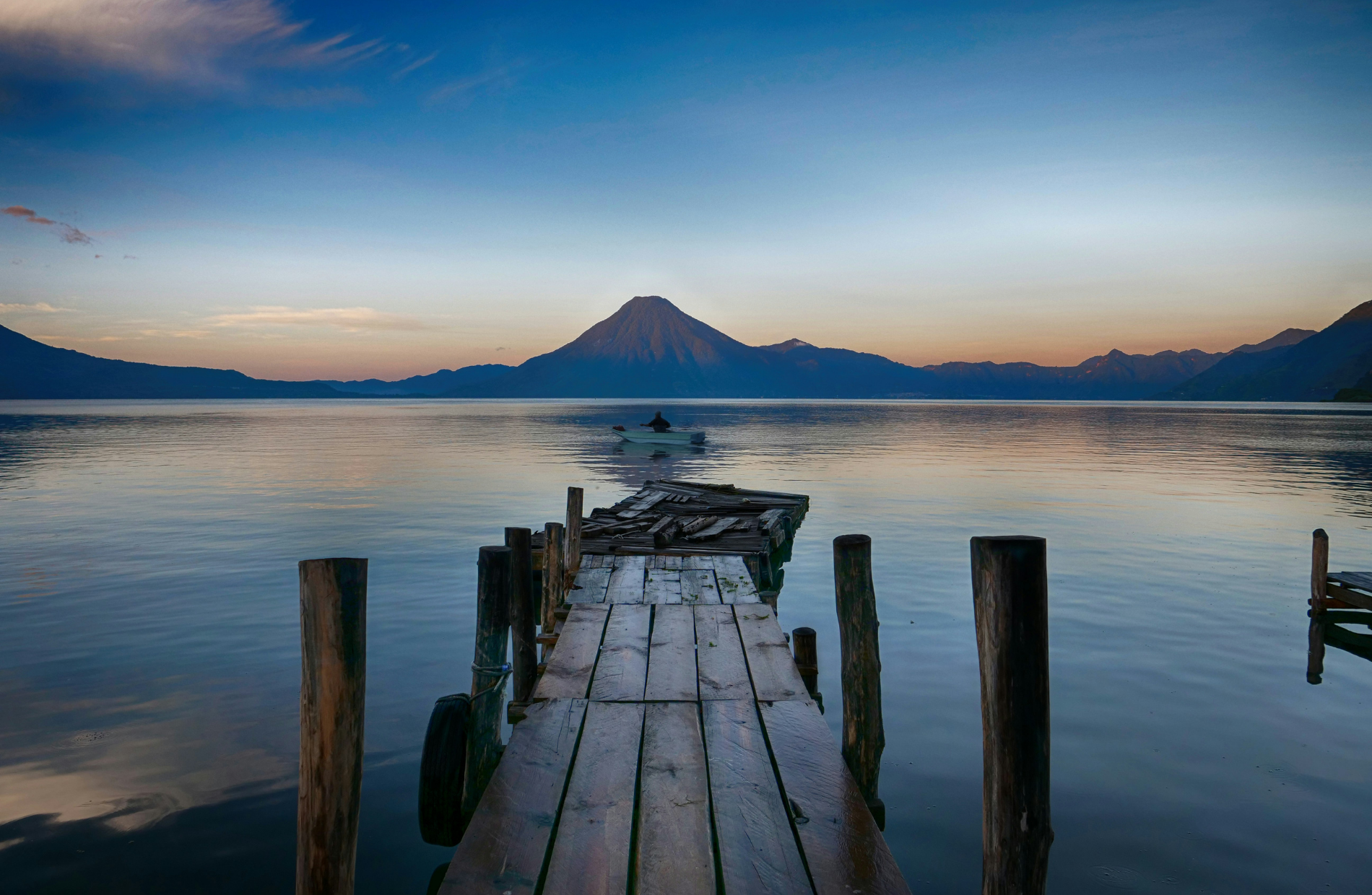 view of the mountains from Lake Atitlan, Guatemala