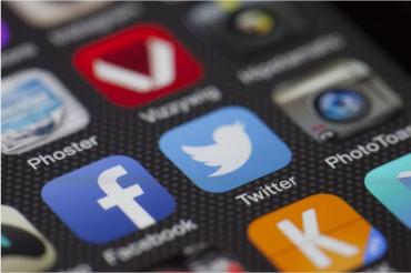 A screen showing social media icons