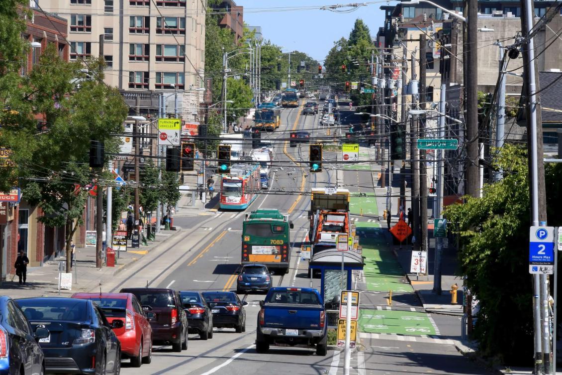 A busy street in Capitol Hill, Seattle