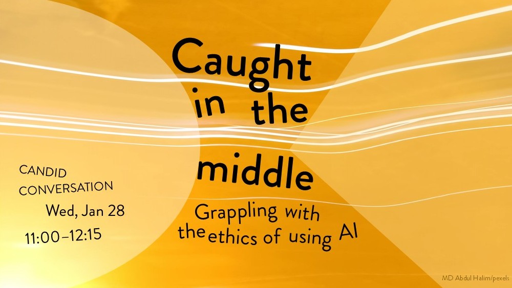 Abstract image in yellows with the workshop title squashed the middle