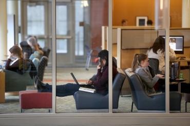 Students studying in the library