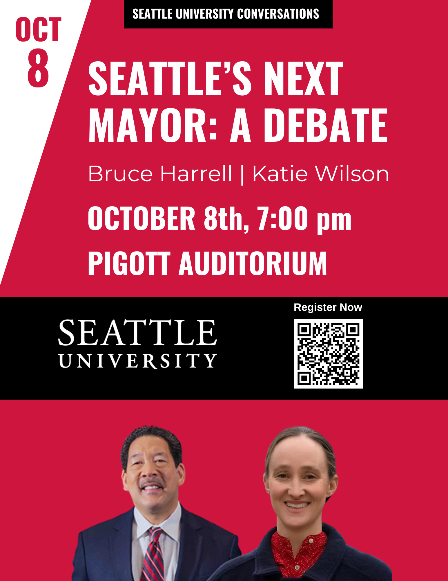 a flyer for a mayoral debate on october 8 at 7pm