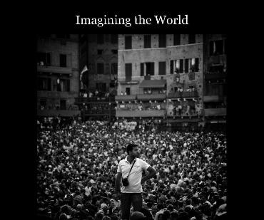 Cover of book with photo of man standing in a crowd and text