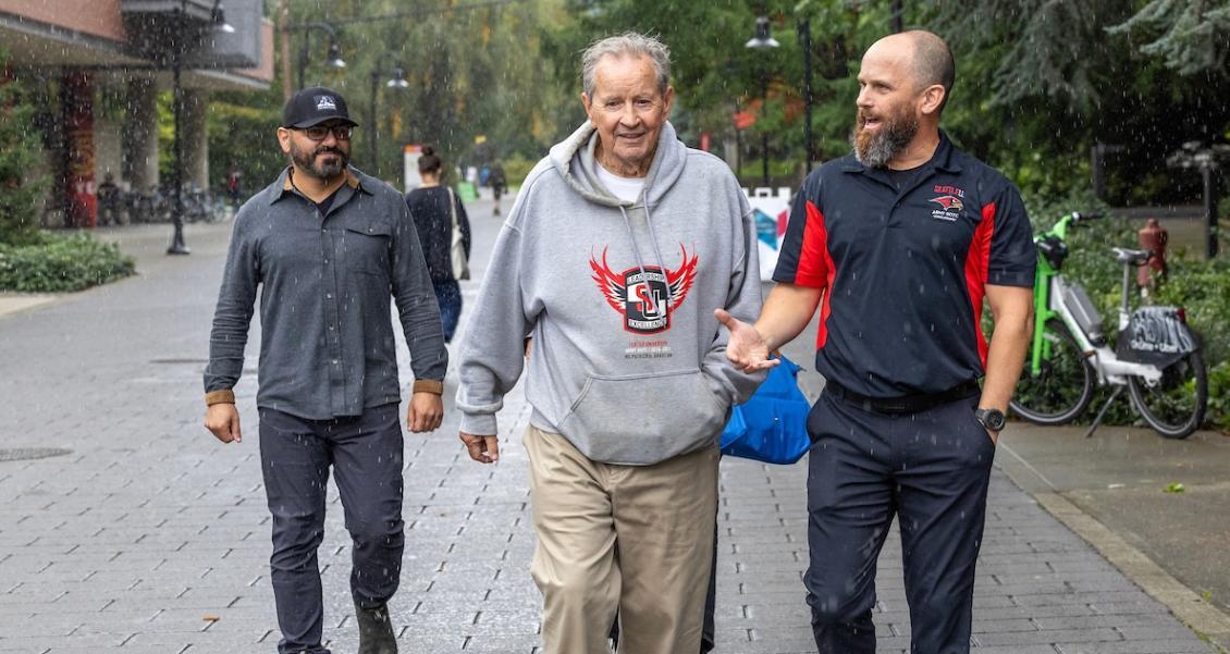 General Brady on campus with Dodge