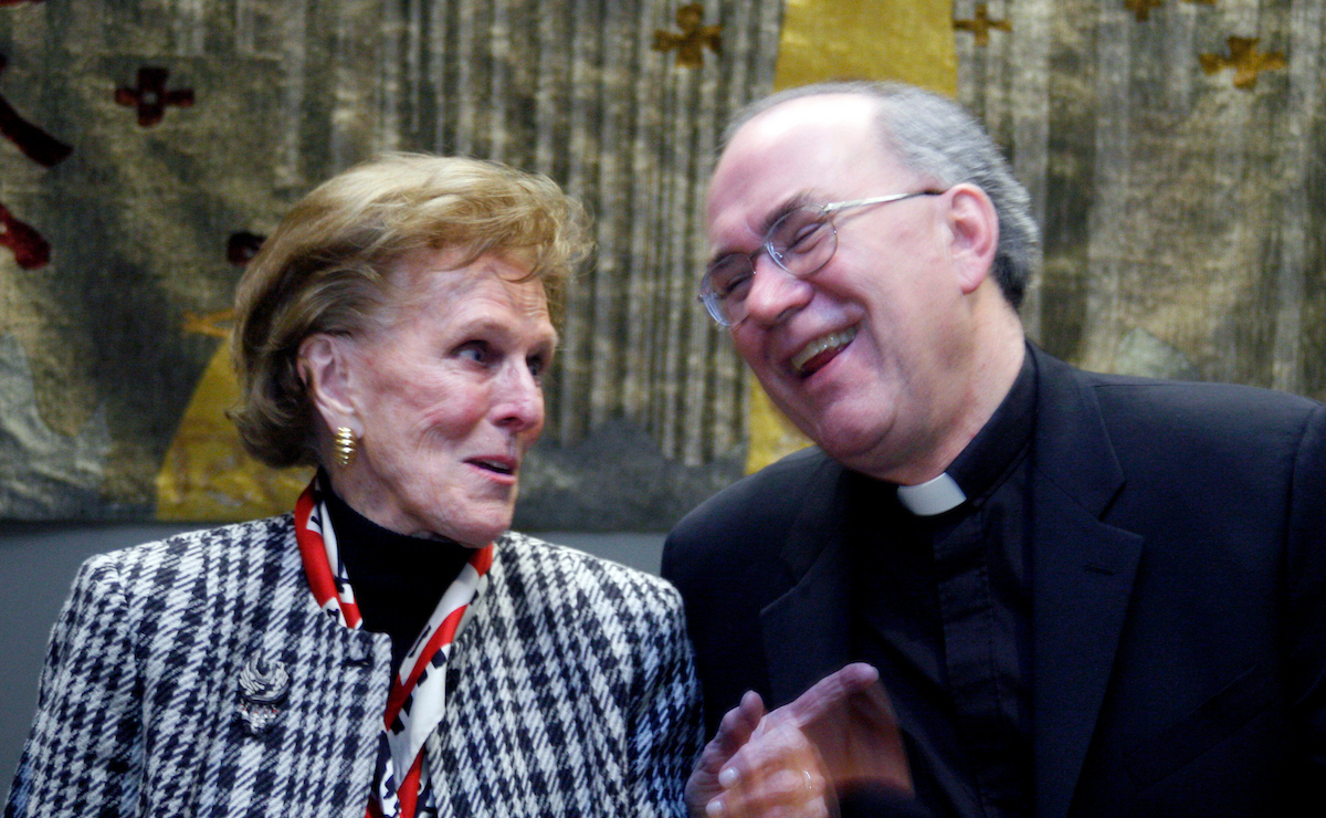 Ann Wyckoff with Father Steve