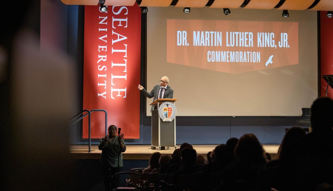 MLK speaker with crowd shot