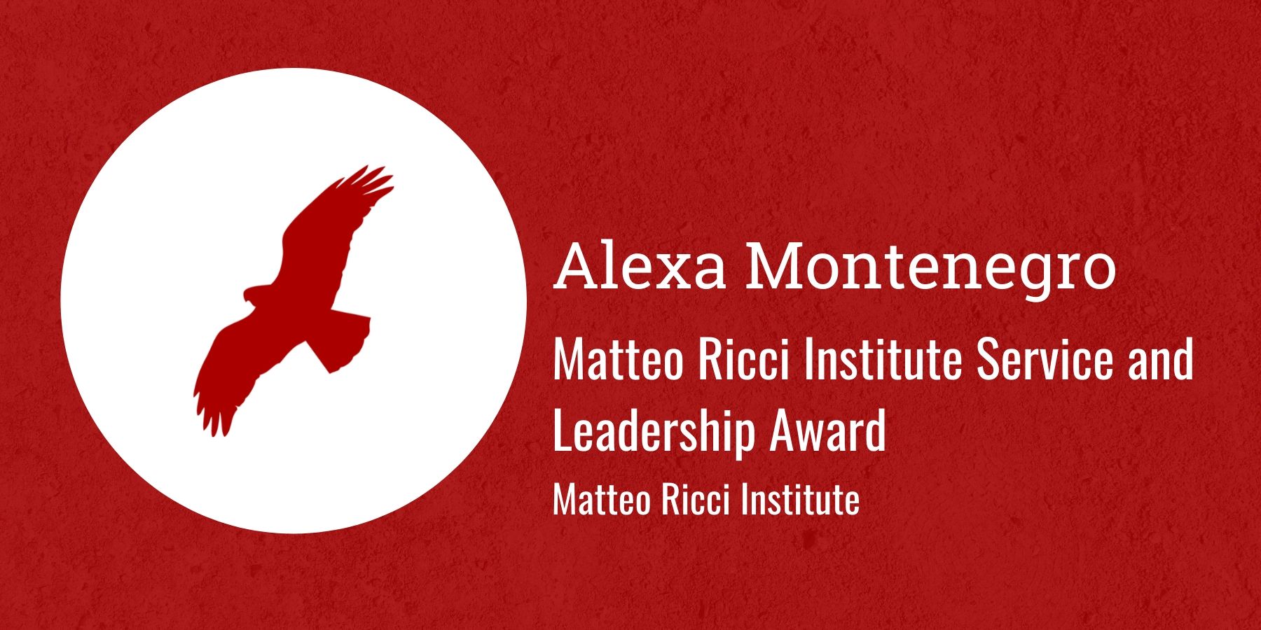 Image of Redhawk and Text: Matteo Ricci Institute Service and Leadership Award