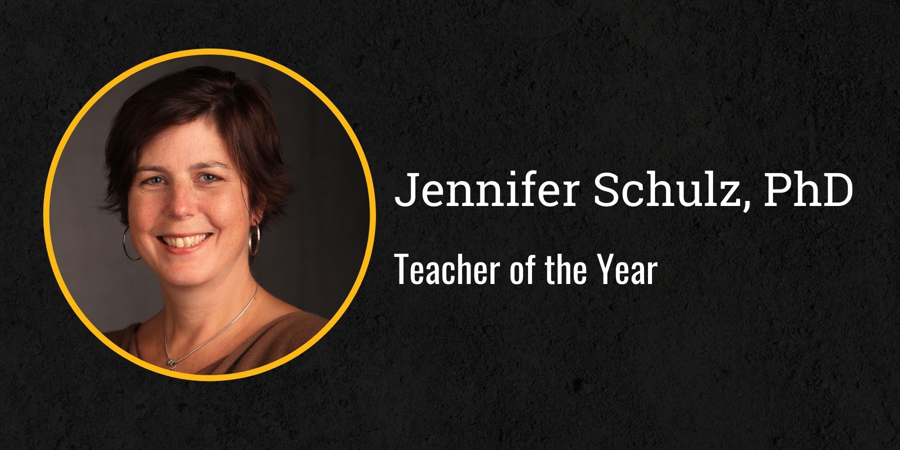 Photo of Jennifer Schulz and text Teacher of the Year