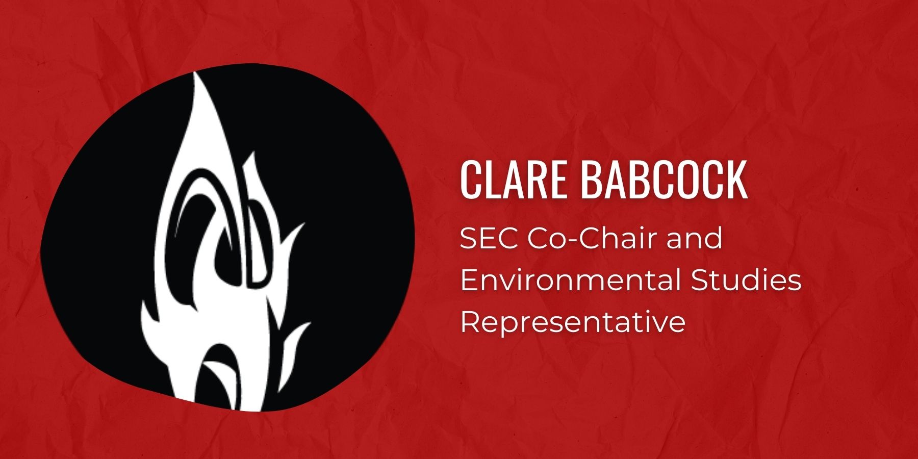 Image of Claire Babcock with text: SEC Co-Chair and Environmental Studies Representative