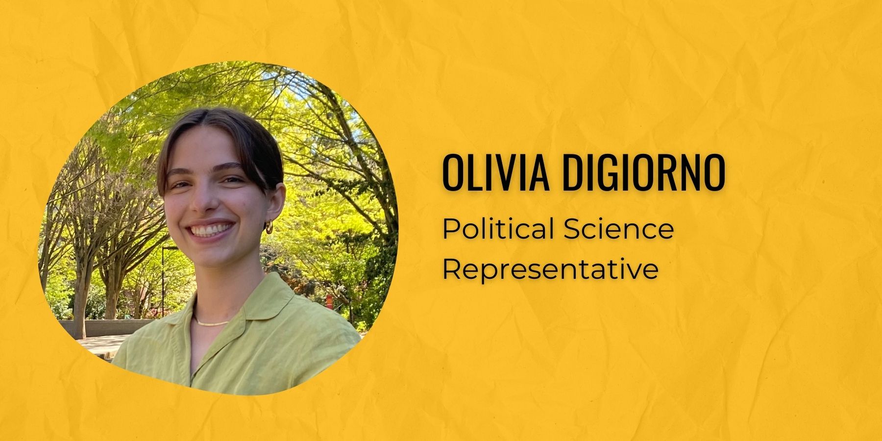 Photo of Olivia Digiorno and text: Political Science Representative
