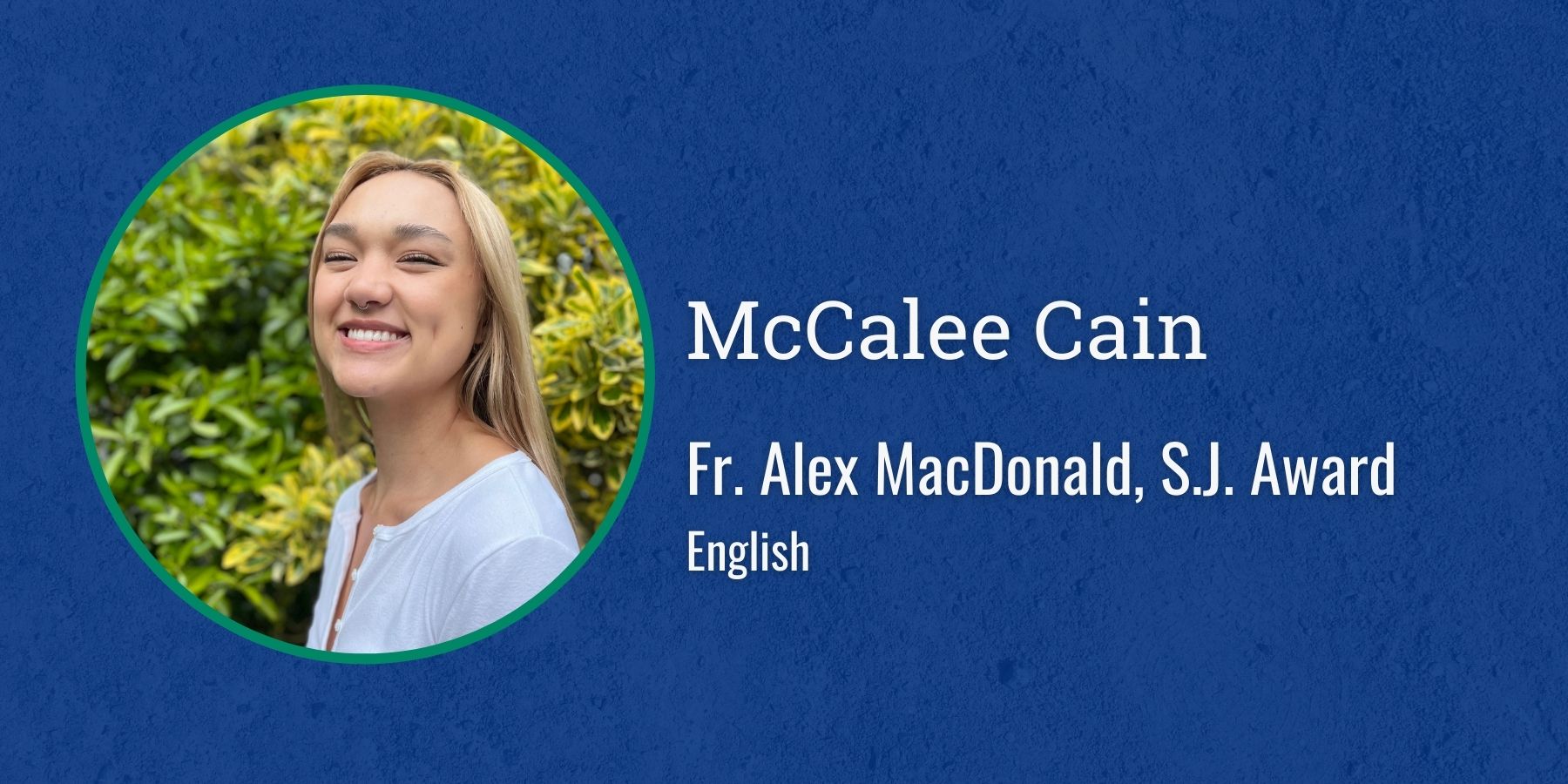 photo of McCalee Cain and text