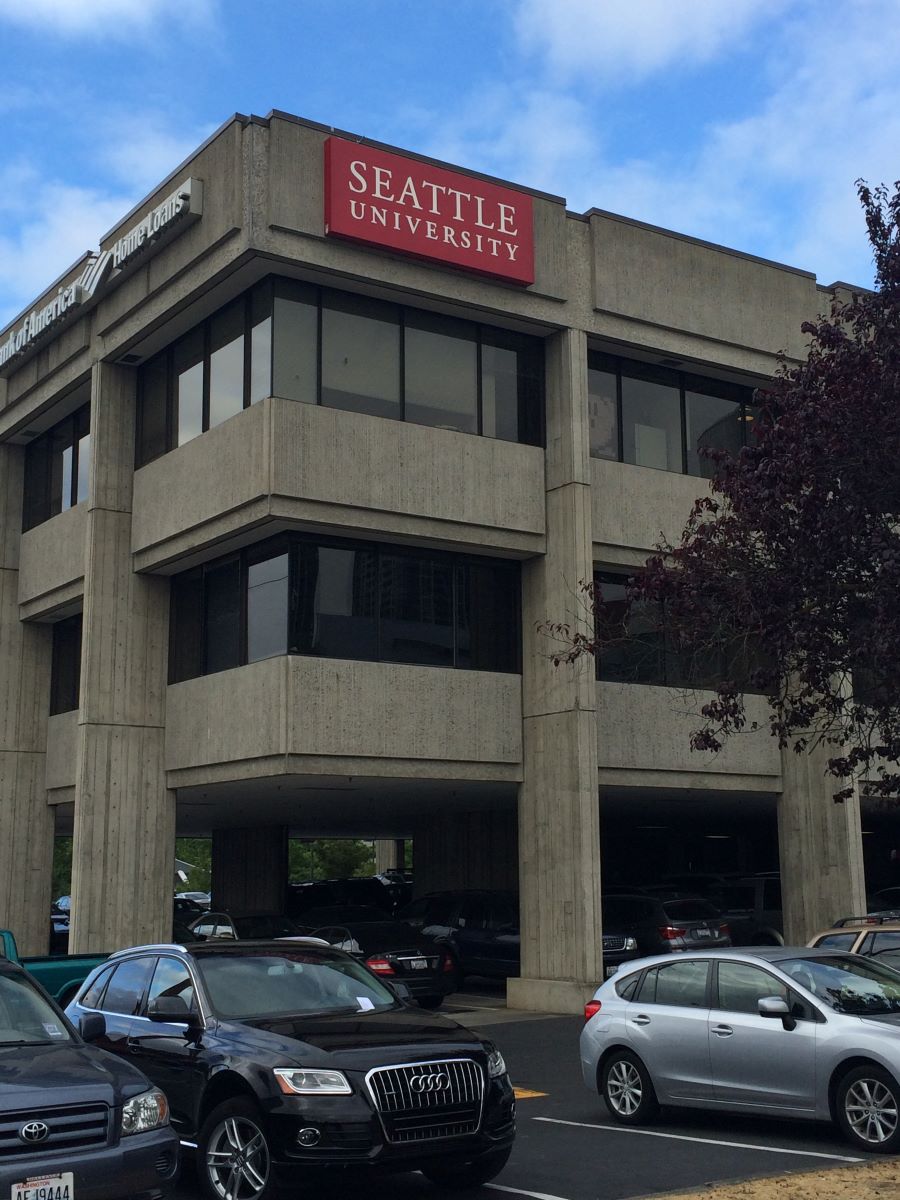 Seattle University sign on new Eastside campus