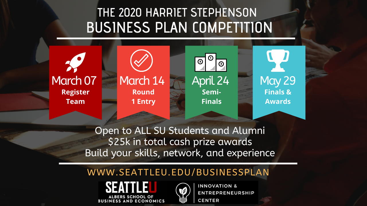 Overview of competition dates for the Harriet Stephenson Business Plan Competition