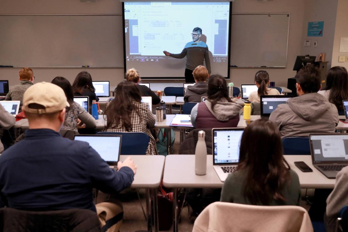 MSBA class in session at Albers School of Business and Economics