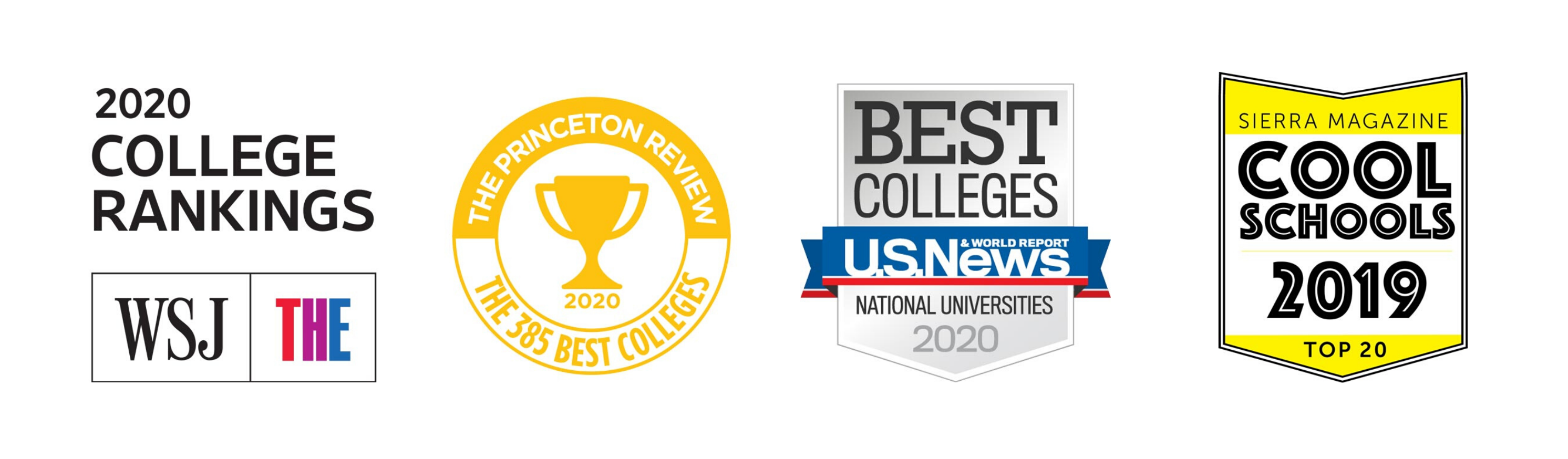 Logos from national college ranking organizations