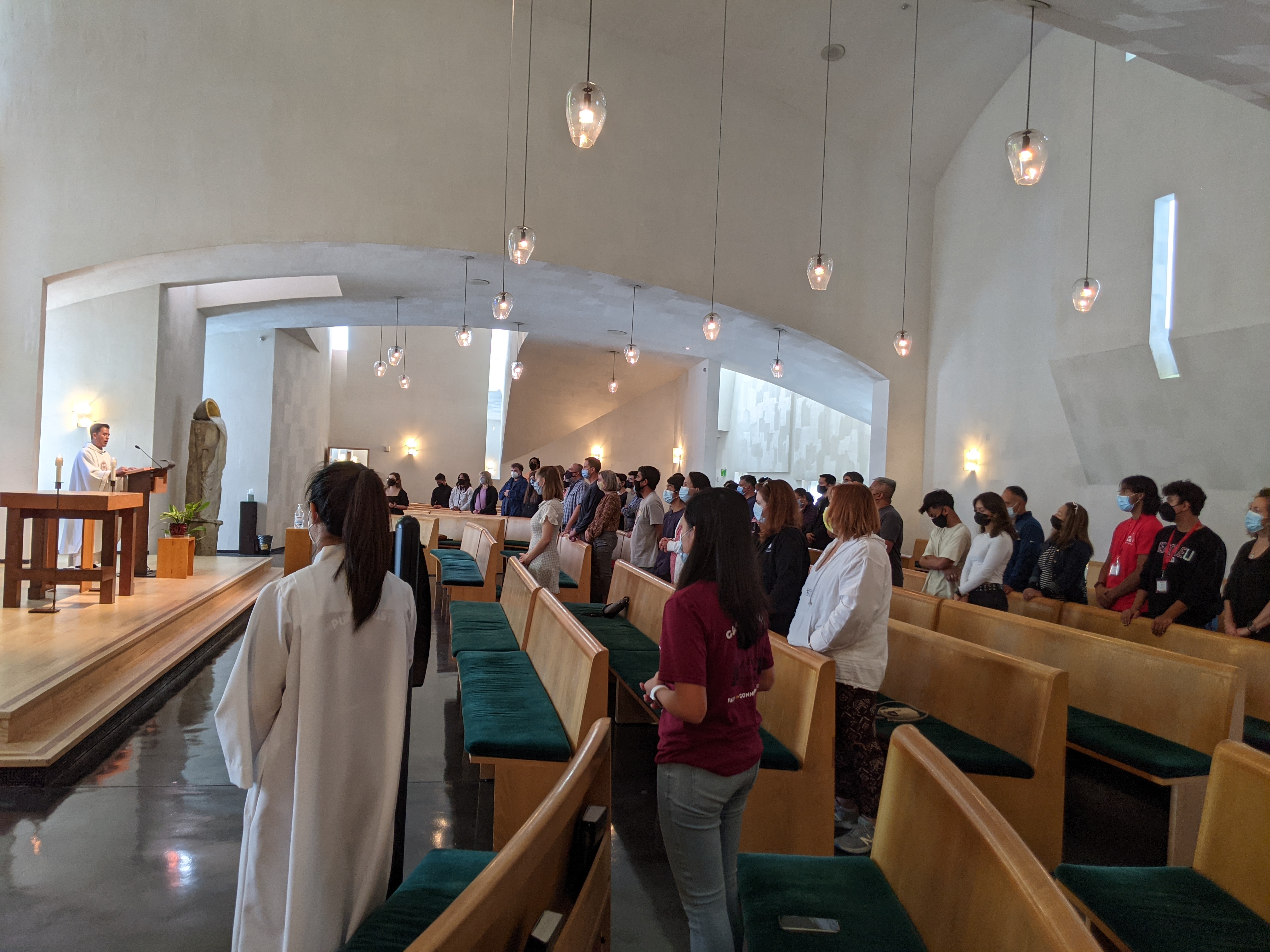 Congregation at the Chapel wearing masks