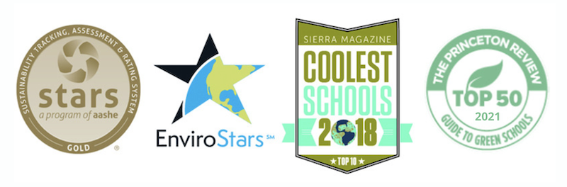 stars,envirostars,coolest school, princeton review's top 50 awards logos