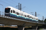 a photo of the link light rail on a track