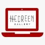 Logo for Hedreen Gallery on an image of a laptop computer