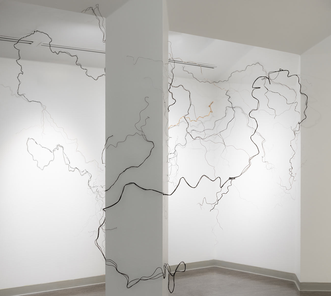 Photo of artwork by SU student Marguerite Pilon installed in the Vachon Gallery