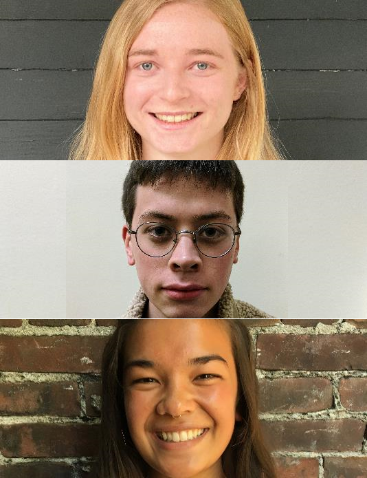 Images of the three student recipients of the 2020 Noel J Brown award