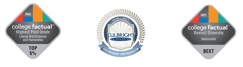 Fulbright, diversity, and highest paid grads badges