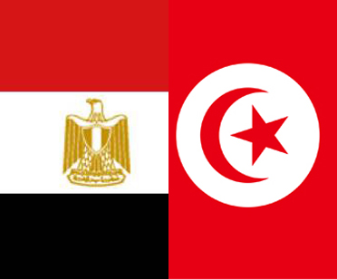 Egyptian and Tunisian flags side by side