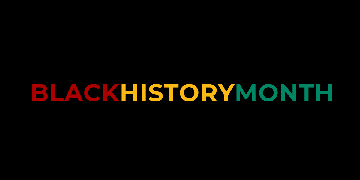 Black History Month written in block letters in red, yellow and green font