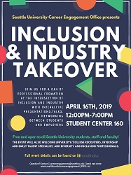 Poster with information about the April 16, 2019 Industry and Inclusion event