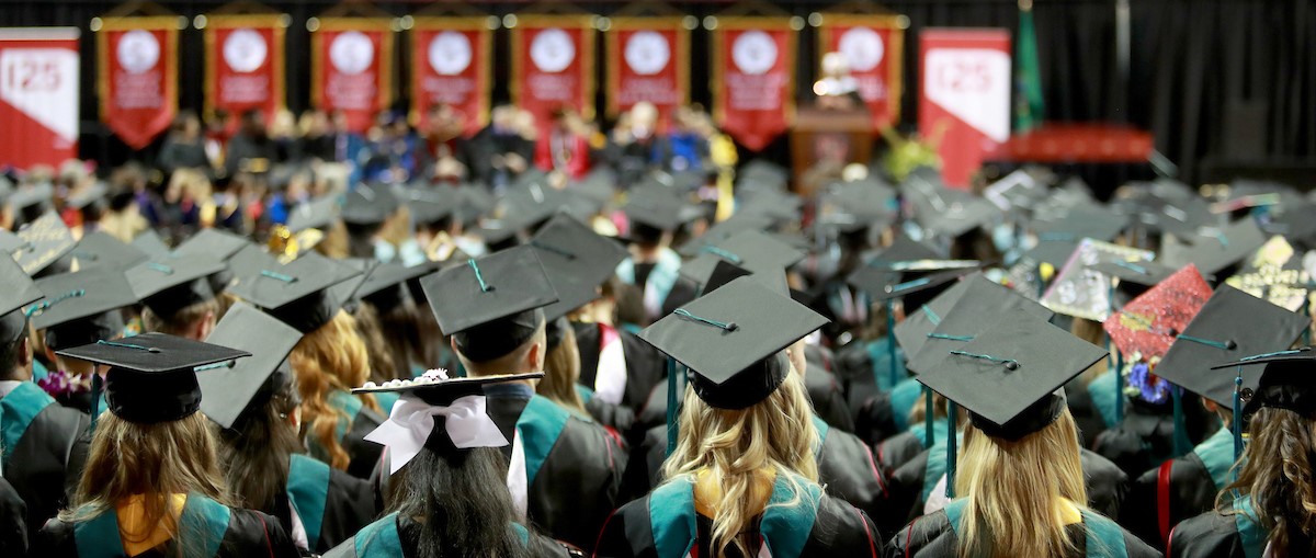 back of students caps at 2017 undergraduate commencement