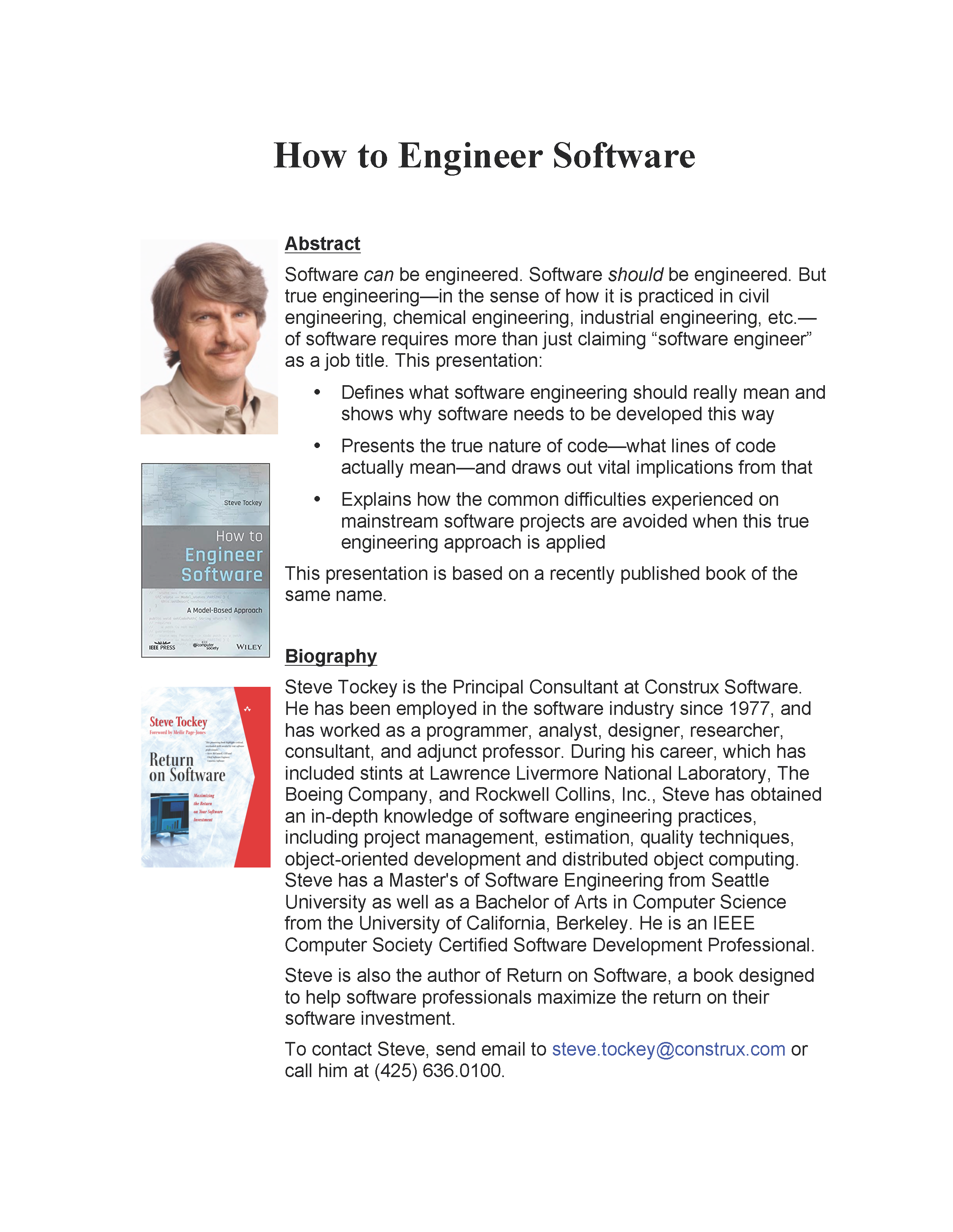 Computer Science Seminar 1. How to Engineer Software