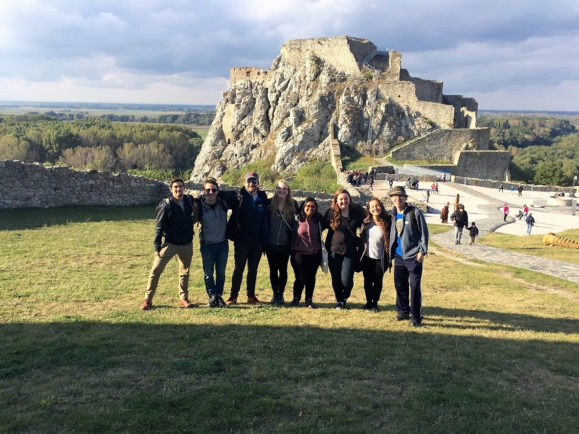 Students studying in Budapest Hungary visit Devin Castle, Slovakia