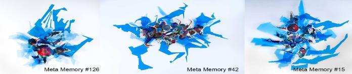 Meta Memory #15, #42 and #126 shown separately, artwork by Craig van den Bosch.