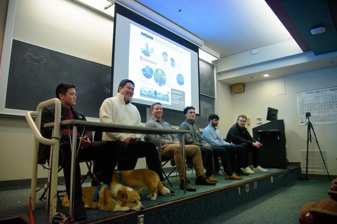 Photo of a panel at the CSE PACCAR career event.