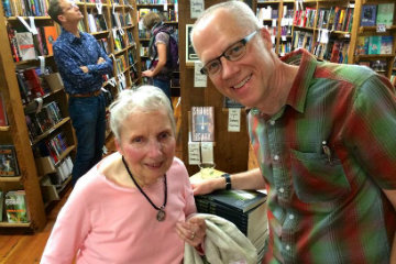 Joe Guppy with his mom at his book reading at Elliott Bay