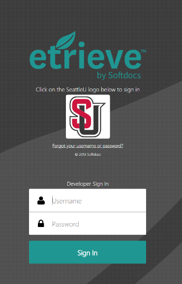 Etrieve Login Page: Click on the SeattleU logo below to sign in