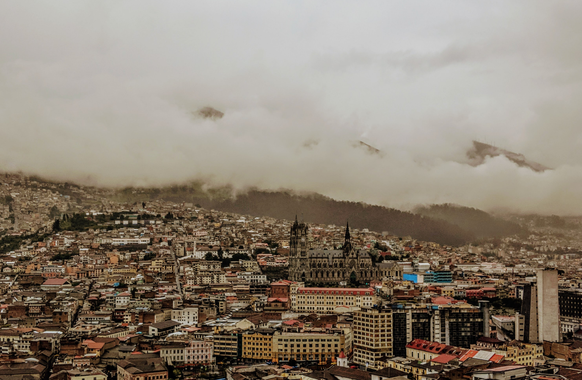 sprawling city view of Quito city buildings