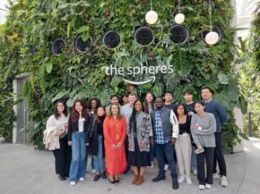Students and mentors touring Amazon spheres