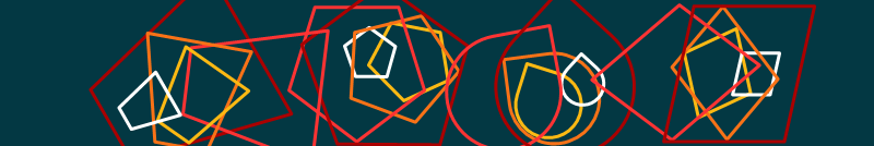 Abstract image of interlocking shapes in different shapes and warm colors