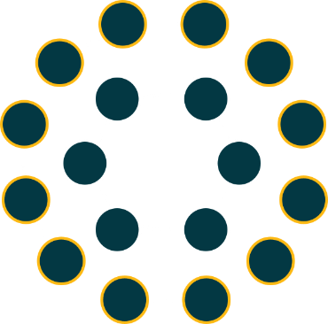 Two sets of concentric circles, representing an inner group at the table and outer group of observers