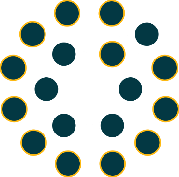 two concentric circles of smaller circles, with arrows showing a cycle between two individual small circles