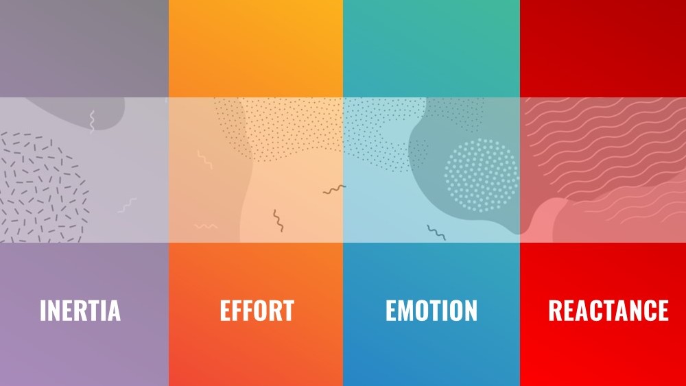 4 multicolored panels overlaying a design
