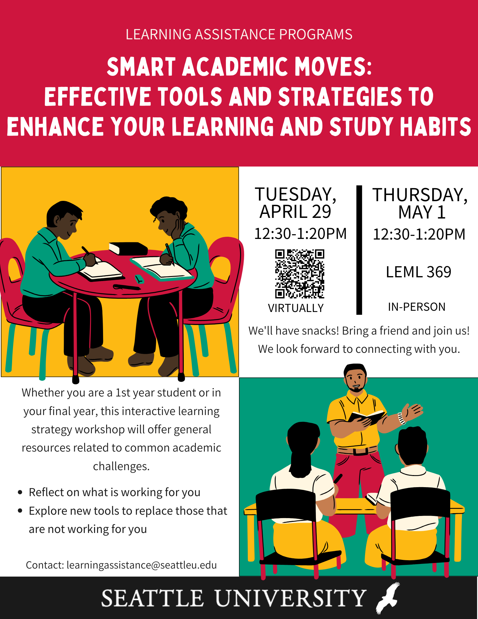 Flyer for a student workshop from Learning Assistance Programs called 