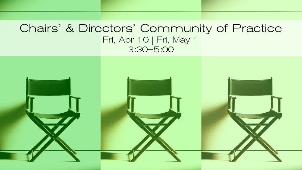 Image of 3 directors chairs with event details overlayed