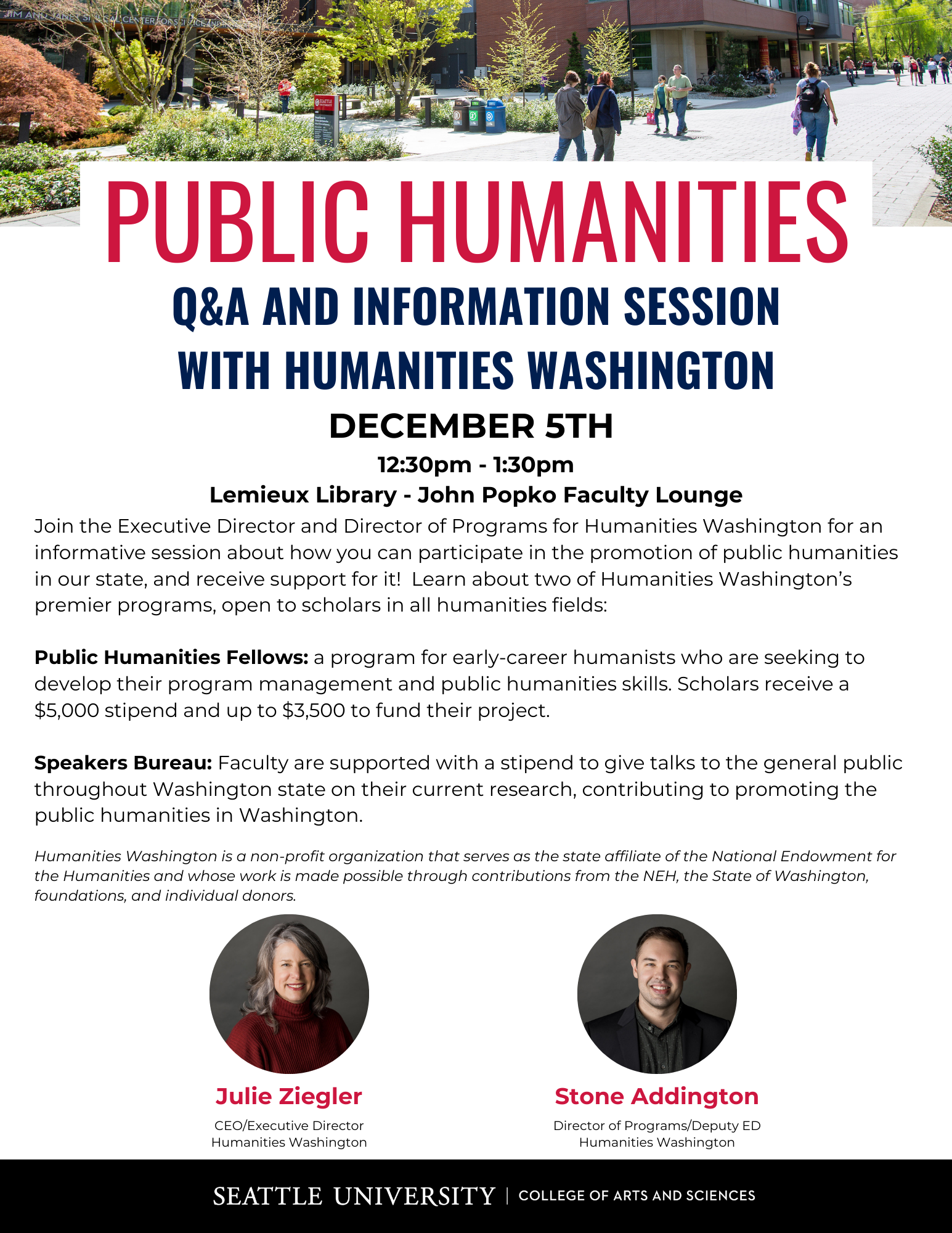 A flyer about a seminar for public humanities