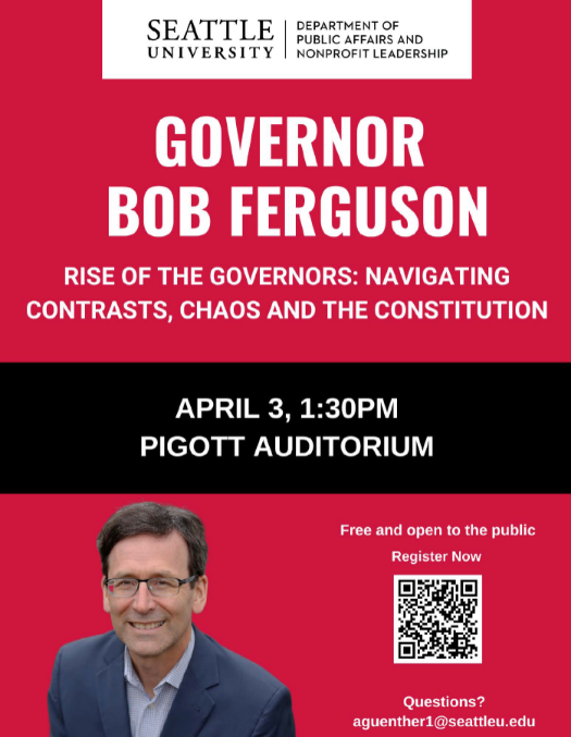 Flyer for Governor Bob Ferguson interview.